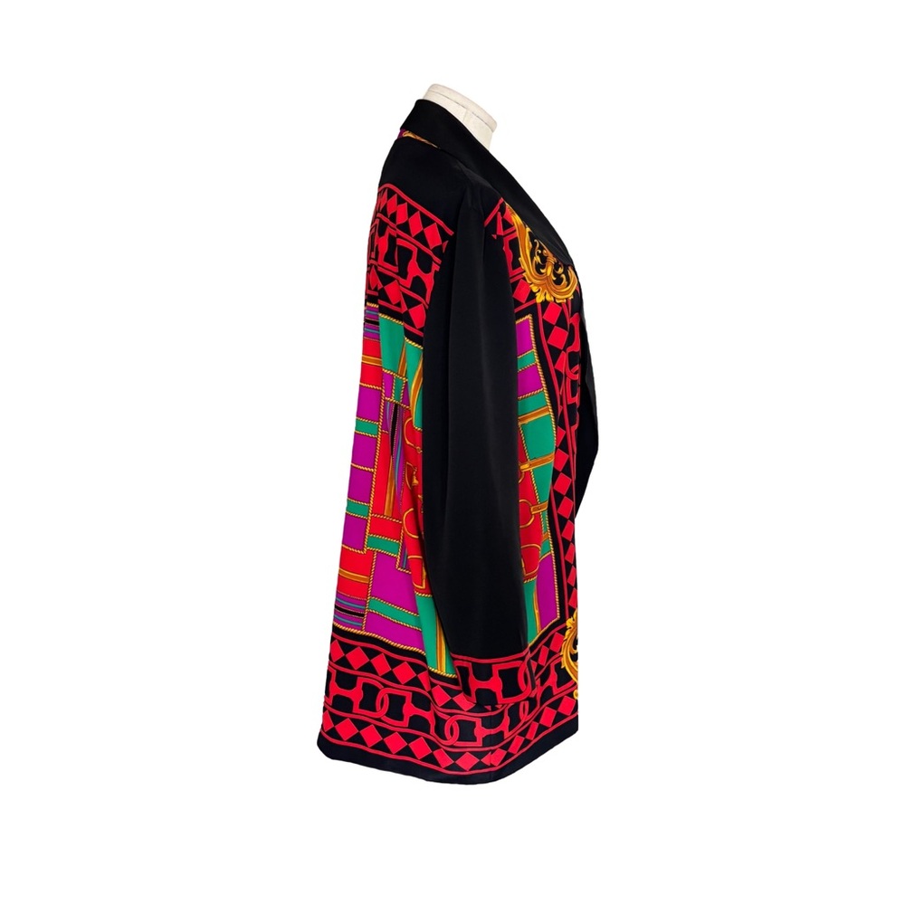 Vintage Baroque Luxe Statement Blazer - Black Multicolor Print - XL - Picture 5 of 7
